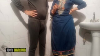 Desi Indian girlfriend fucked pussy by brother in the bathroom Video