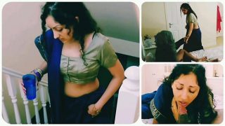 Horny indian girl in saree is blackmailed to give her grand father a blowjob