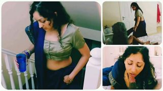 Horny indian girl in saree is blackmailed to give her grand father a blowjob Video