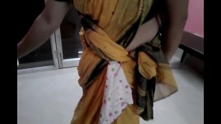 Wife Showing her Big Deep Navel hole on my demand in Low-Waist Saree -1